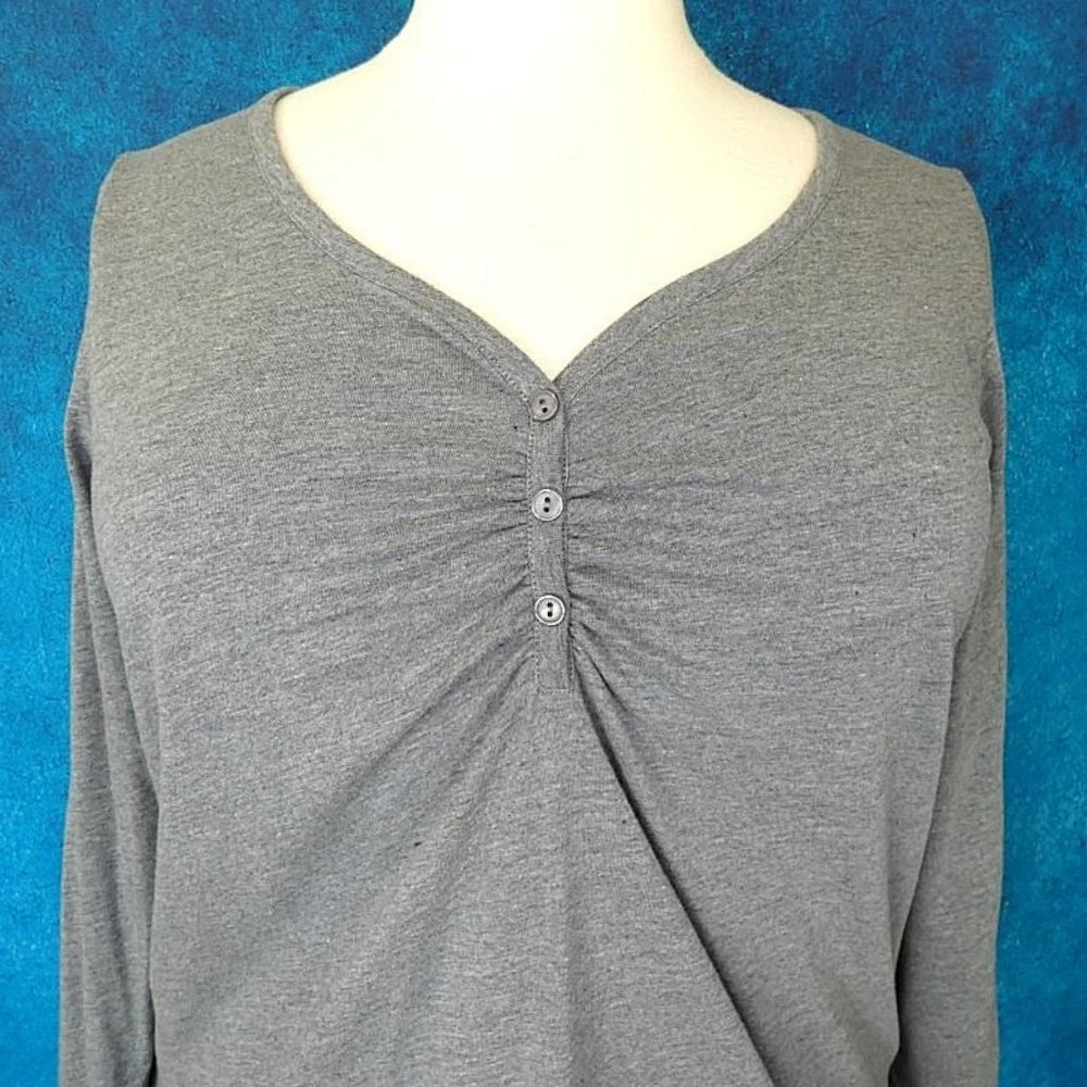 NWOT Roaman's Grey Ruched Henley Top Size 18/20 - Picture 3 of 8